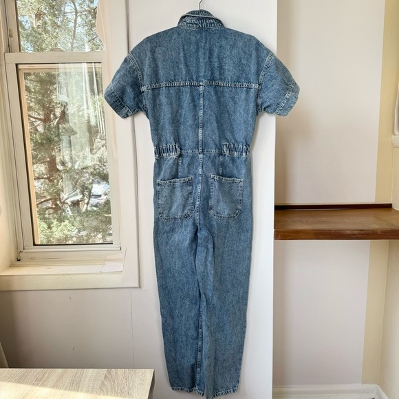 New Free People Marci Coverall Denim Jumpsuit Jean Onesie Utility Blue Small - Picture 9 of 10